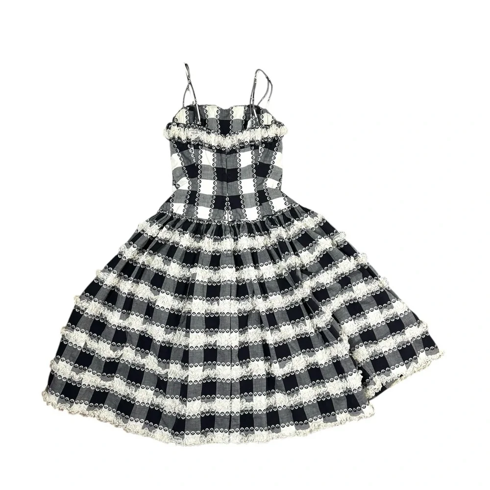Vintage | 1950’s True Vintage Lou-Ette California Gigham Ruffle and Lace Dress - Picture 2 of 15